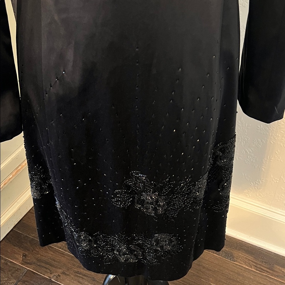 Vintage Arden B Luxe Black Women's Silk Beaded Blazer Coat - Picture 5 of 8